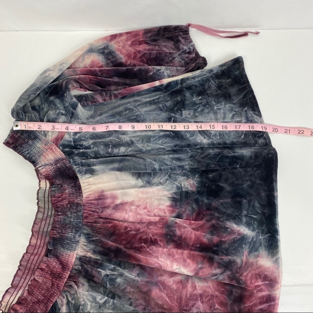 AMERICAN Eagle Multi Tie-Dye Velvet Off Shoulder Long Sleeve Top - Picture 8 of 14
